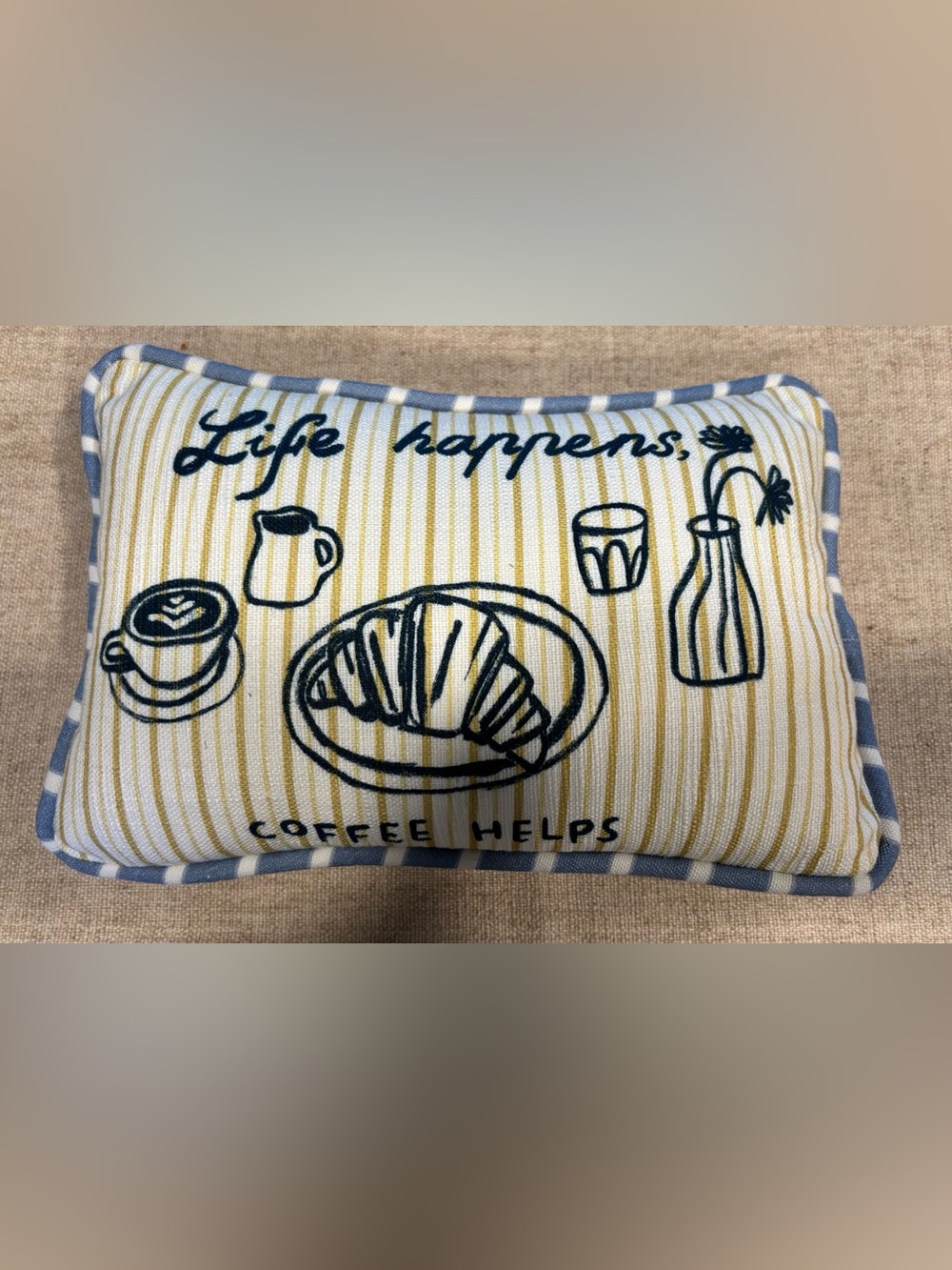 Anthropologie dduende Café Icon Coffee Pillow Life Happens 8x12
